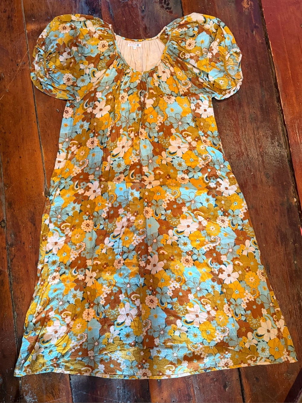 Sundry Floral Puff-Sleeve Maxi Dress